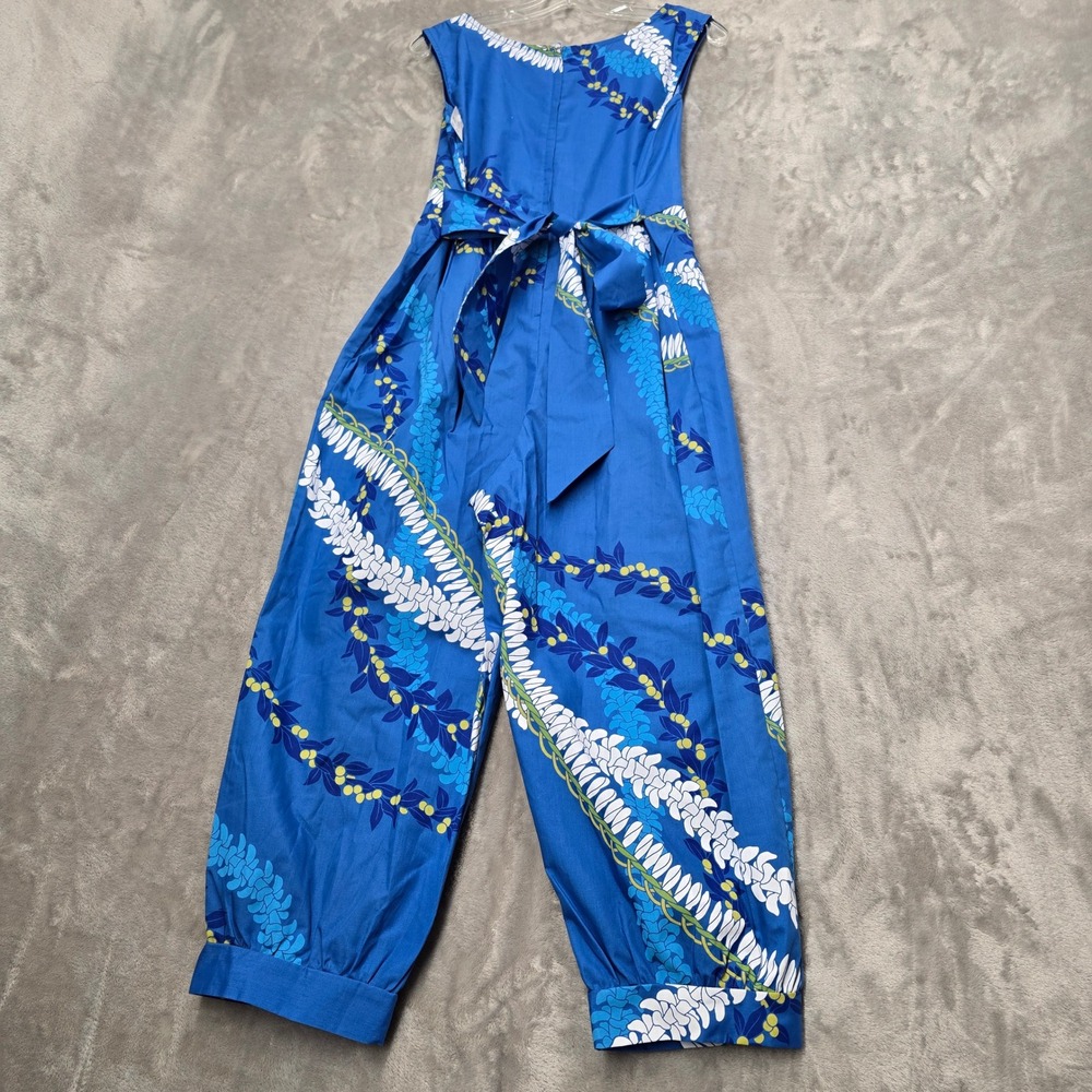 Lee's‎ Fashion Jumpsuit Women M Blue Hawaiian Tropical Floral Lei Pockets Light - Picture 11 of 14